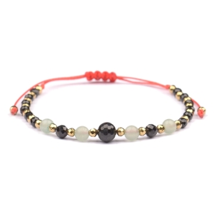 Bransoletka celebrytka czarny TURMALIN AWENTURYN HEMATYT ochrona szczęście